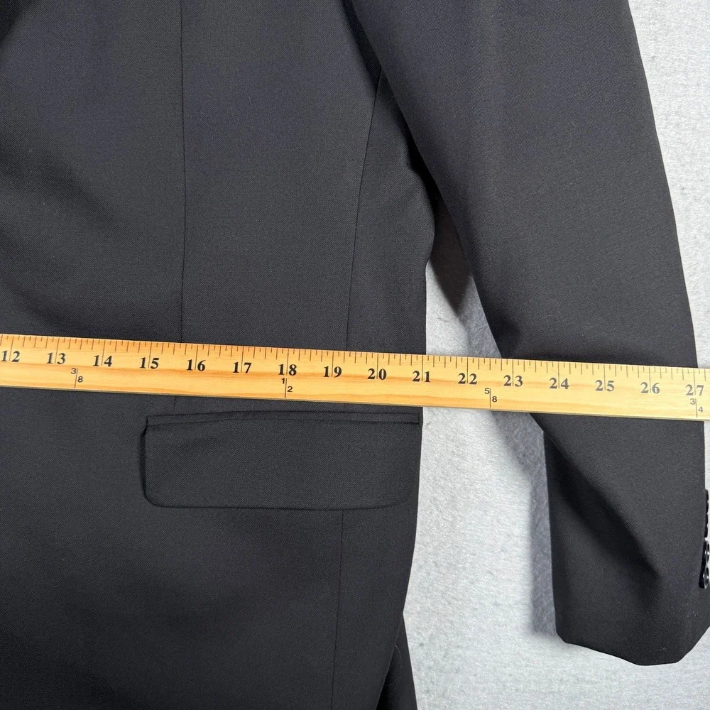 Brooks Brothers 346 Men Black Wool Stretch Blazer Jacket 42L Two Button 13516027